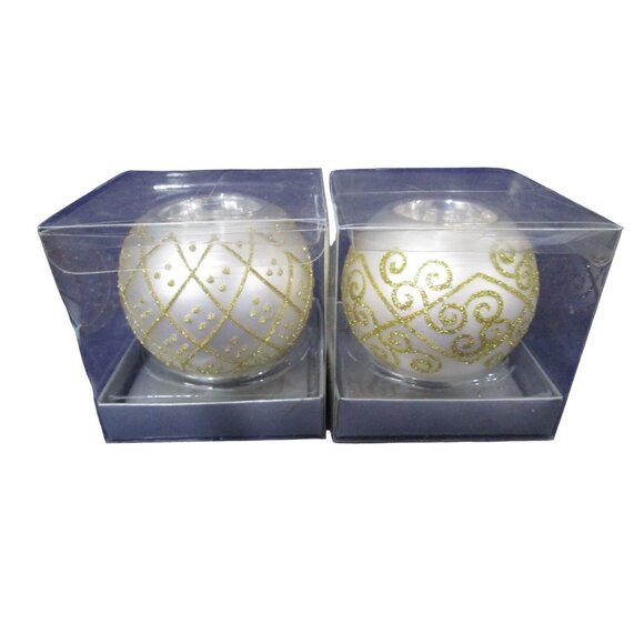 Catherine Lillywhites Gold White  Christmas Ornaments Tea Light Holders EUC - Picture 4 of 16